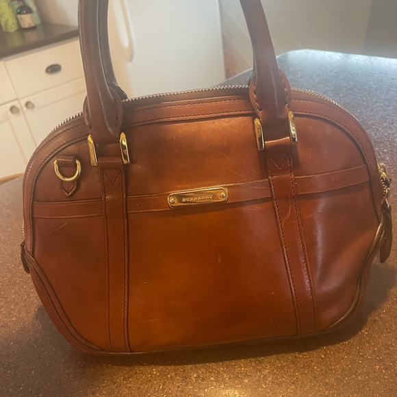 Burberry Leather Bowling Bag Purse - Picture 3 of 5